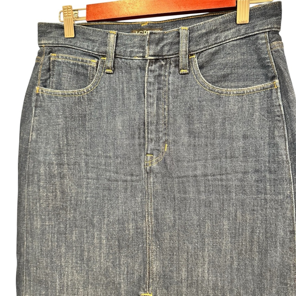 J Crew Denim Midi Skirt w/front slit Dark Wash SIze 27 - Picture 2 of 5